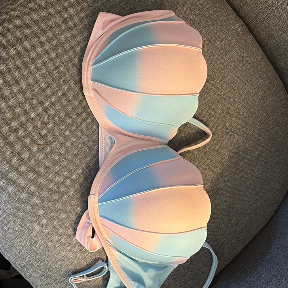 Mermaid Pastel Blue and Pink Shell Women's Bikini Top